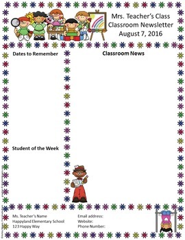 Newsletter Templates For Teachers