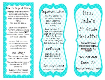 Newsletter Templates For Teachers To Parents